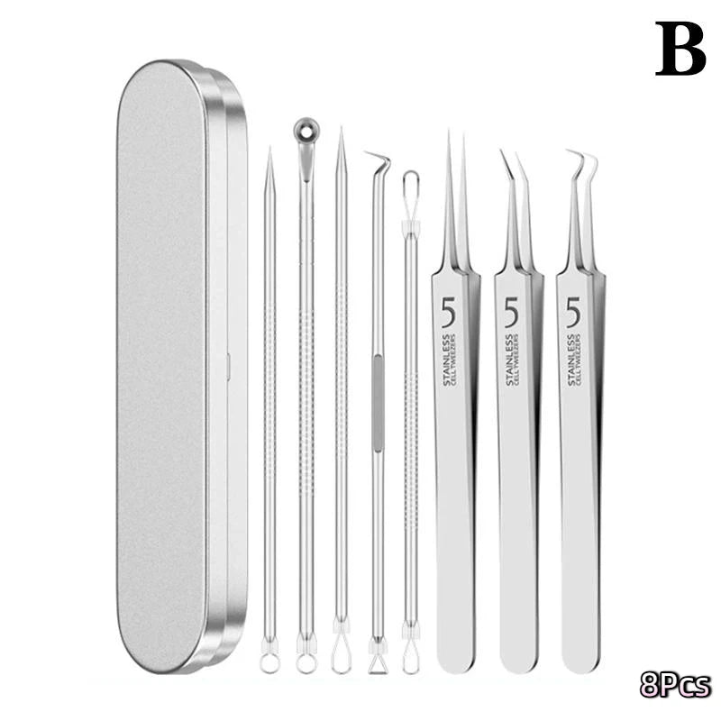 7/8Pcs Blackhead Remover Kit Professional Blackhead Needle Skin Care Tools Stainless Steel Pimple Extraction Tools