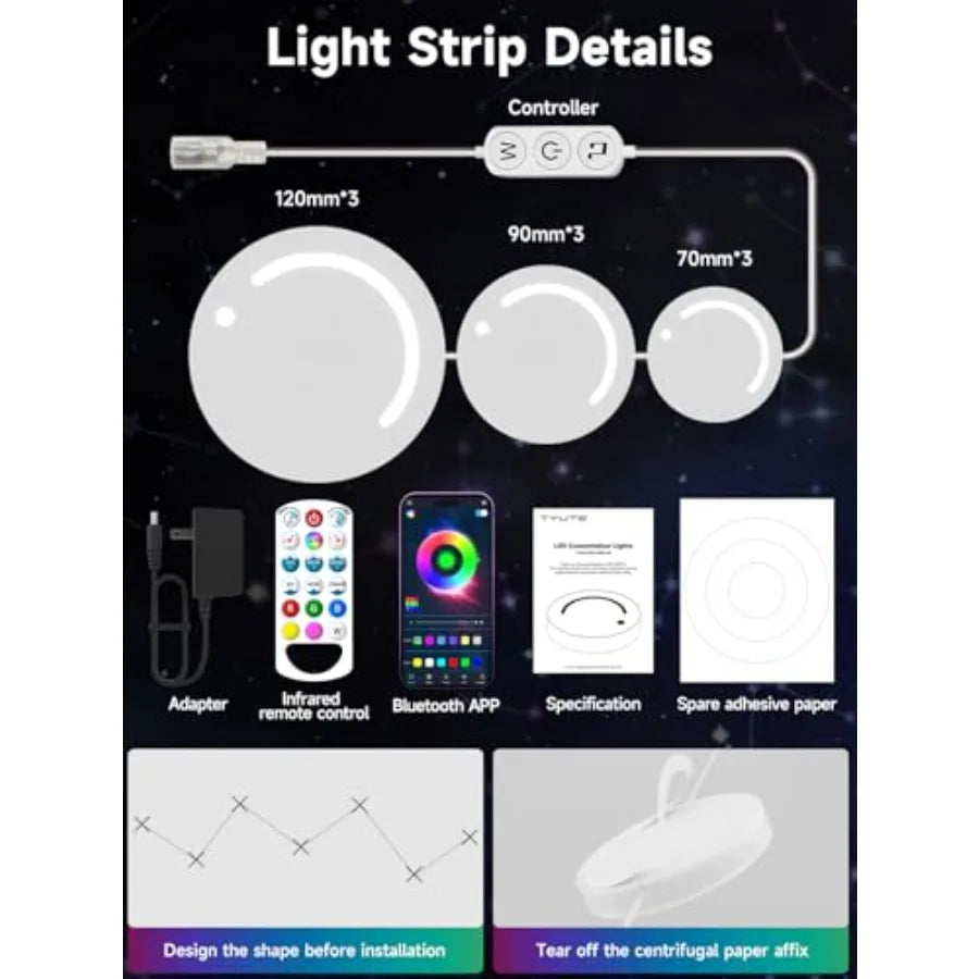 Smart Wall Light, 9-Piece LED DIY Constellation Light, RGB Color Changing, Music Sync, App and Remote Control, Ambient Lighting