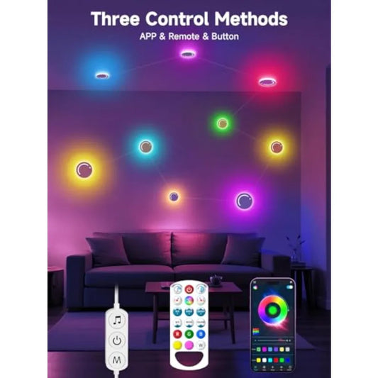 Smart Wall Light, 9-Piece LED DIY Constellation Light, RGB Color Changing, Music Sync, App and Remote Control, Ambient Lighting